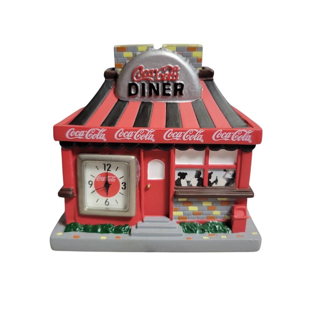 2003 Coca Cola Mini Clock Diner with people drinking coke inside NEW in box